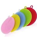 N M Z Cleaning Supplies Sponges Silicone Scrubber for Kitchen Non Stick Dishwashing & Baby Care Sponge Brush Household Health Tool (Multicolor, 2pcs)