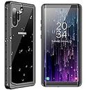 SPIDERCASE for Samsung Galaxy Note 10+ Plus Waterproof Case, Built-in Screen Protector Fingerprint Unlock with Film, Shockproof Full Body Case for Samsung Galaxy Note 10+ Plus 5G 2019, Black/Clear