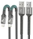 Apple iPhone Charger 3FT 2Pack MFi Certified USB Lightning Cable, iPhone Charging Cord Grey Nylon Braided Chargers Compatible with iPhone 12 11 Pro Max XS XR X 8 7 6 Plus 5, iPad Pro iPod