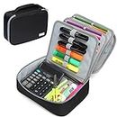 Large Pencil Case for Kids Adults, VASCHY Supply Marker Organizer Big Pen Pouch with 3 Detachable Layers Multiple Zip Pockets School Office Stationary Organization Black