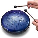 LEKATO Steel Tongue Drum 6 Inch 11 Notes, Steel Drum D Major Beginner Drum Percussion for Musical Education Zen Meditation Yoga,Best Gift for Families/Friends