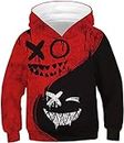 Basoteeuo 3D Printed Hoodies For Boys Girls Kids Sweatshirts Pullover Novelty Cool Clothes Black Red 6-7T