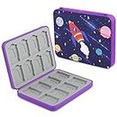 QIANRENON 16 in 1 Game Card Magnetic Organizer Case Micro SD Game Cassette Storage Case, Holds 16 NDS Cassette+16 MicroSD Card, Storage NDS Switch OLED Switch Lite Card, Purple (Starry Sky Pattern)