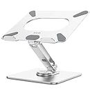 BESIGN LSX7 Laptop Stand with 360° Rotating Base, Ergonomic Adjustable Notebook Stand, Riser Holder Computer Stand Compatible with Air, Pro, Dell, HP, Lenovo More 10-15.6" Laptops (Silver)