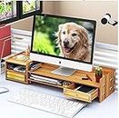 Citaaz Wood Monitor Stand with Drawer and Computer Riser for Desk | Wooden Shelf Stand for Monitors, Computers, Laptops, Desktops, PCs to Organize Home & Office
