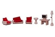Channapatna Toys Wooden Living Room Dollhouse Furniture Set for Kids (2 Years+)- Natural Wood Color -Pack of 1 - Pretend Play, Open Ended Toys