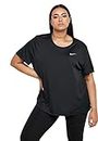 Nike Women's' Solid Regular Fit Short Sleeve TOP (AV7922_Black/Reflective SILV 2XL)