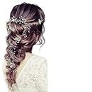 KRELIN Silver Extra Long Brides Handmade Pearl Crystal Headband Headpieces Rhinestone Wedding Decorative Hair Accessories for Women (60Cm)