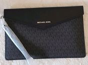 NWOT Michael Kors Jet Set Large Black Monogram Clutch Wristlet Handbag Purse