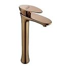 SPAZIO Rose Gold PVD Coated Dolphin SS-304 Tall Pillar Cock Tap with Long Spout & 12 Inches Tall Body Tall Boy Extended Pillar Tap Faucet
