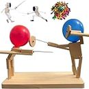 Balloon Bamboo Man Battle - 2024 New Handmade Wooden Fencing Puppets, Wooden Bots Battle Game for 2 Players, Fast-Paced Balloon Fight, Whack a Balloon Party Games - Fun and Exciting (30cm x 5mm)