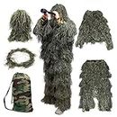 Goetland 5 PCS Camo 3D Ghillie Suit Kit Camouflage Clothing Woodland Forest Tactical Hunting Wargame