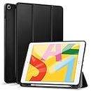 Robustrion Smart Flexible Trifold Flip Stand Case Cover with Pencil Holder for New iPad 9.7 inch 2018/2017 6th/5th Generation - Black