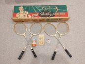 VTG Don Budge Regent Badminton Set Racquets Net Poles Birdie Rules Original Box