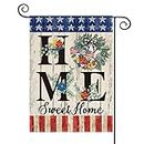 AVOIN colorlife Home Sweet Home Lamb's Ear Wreath Garden Flag 12x18 Inch Double Sided Outside, Memorial Day 4th of July Patriotic Farmhouse Yard Outdoor Decoration