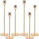 Set of 6 Gold Candle Holder for Taper Candles, Candlestick Holders Metal Tall Candle Stand for Taper Candles Candle Holder Fits 3/4 Inch Thick Candle for Wedding, Living Room, Dinning Decorations