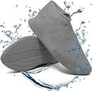 VBoo Waterproof Shoe Covers Reusable Silicone Cover Shoes Rain Boots for Men Women Kid, Galoshes Rubber Overshoes for Kitchen Outdoors Garden etc (Medium, Gray)