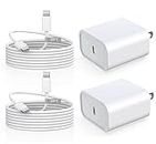 iPhone Fast Charger, [Apple MFi Certified] 2 Pack 20W USB C Power Delivery Wall Charger Block with 10FT Extra Long Type C to Lightning Fast Charging Data Sync Cable for iPhone 13 12 11 XS XR X 8 iPad