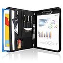 ProCase Portfolio Business Padfolio Folder with Zipper, Conference Meeting Executive File Legal Document Organizer with Pockets Letter Size A4 Writing Pad Notepad Padfolio for Men Women -Black