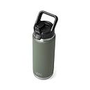 YETI Rambler 26 oz Bottle, Vacuum Insulated, Stainless Steel with Straw Cap, Camp Green