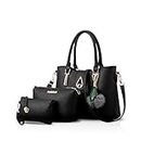 NICOLE&DORIS Fashion 3 PCS Bag Handbag Shoulder Women Bag Crossbody Totes Messenger Soft PU Leather Black
