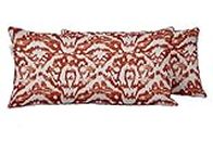 Vargottam Indoor/Outdoor Polyester Fabric Lumbar Pillow Cover with Insert, All-Weather Waterproof Rectangular Cushion for Patio Furniture, 16 x 24 Set of 2 -Ikat-17