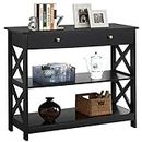 Yaheetech 3-Tier Entryway Table Wood Console Table with 1 Drawer and 2 Storage Shelves, Small Narrow Accent Table for Entryway/Hallway/Living Room, 39.5in L x 12in W x 31.5in H, Black
