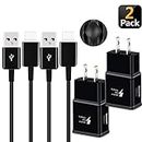 Charger for Samsung Galaxy S9, Swadaws 2 Pack Adaptive Fast Wall Android Cell Phone Tablet Charger Station Adapter with USB Type C Cable Compatible Samsung Galaxy S21 S20 S10 S8 Plus/Note 8 9 (Black)