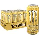 Monster Energy Ultra Gold – bevanda energetica contenente caffeina con sapore fruttato di ananas – senza zucchero e senza calorie – in pratiche lattine usa e getta (12 x 500 ml)