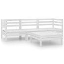 vidaXL Solid Pinewood Garden Lounge Set - Modular Design Living Room Furniture with 2 Corner Sofas, 1 Middle Sofa and a Table in White