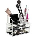 MCB Home Essentials-Acrylic Makeup & Cosmetic Jewelry Organizer -Storage Display Box with 2 set of Drawers