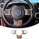 Linskip Steering Wheel Trim Compatible with Jeep Wrangler JK 2011-2017 & Compass Patriot 2011-2016 & Grand Cherokee 2011-2013 Body, Steering Wheel Cover, Interior Accessories(Wood Grain)