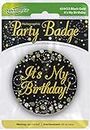 OakTree Badge « It's My Birthday Sparkling Fizz » holographique noir et doré 7,6 cm, 654433