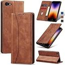Jasonyu Flip Wallet Case for iPhone SE 2022/2020/8/7,Leather Magnetic Folio Cover with Card Holder,Kickstand - TPU Shockproof Durable Protective Phone Case,Brown