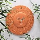 Terracotta Sun Clock Sunburst Embossed Round Face 12" / 30cms