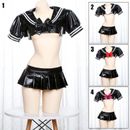 Set lingerie sexy donna donna donna finta pelle look bagnato uniforme scuola cosplay