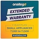 ONSITEGO 1 Year Extended Warranty For Small Household Appliances From Rs 1001-1500 (Email Delivery - No Physical Kit), Black