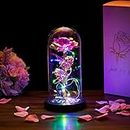 Galaxy Rose, Gifts for Mom LED Lights Everlasting Crystal, Beauty and Beast Rose, Rose in Glass Dome Galaxy Rose Flower Gift for Anniversary Valentines Girlfriend Wife Women, Birthday, Christmas