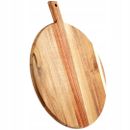 Round Wooden Chopping Board with Handle Large Pizza Serving Platter Home Kitchen