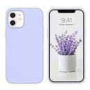 DUEDUE iPhone 12 Case,iPhone 12 Pro Case,Liquid Silicone Soft Gel Rubber Slim Cover with Microfiber Cloth Lining Cushion Full Body Protective Phone Case for iPhone 12/12 Pro 6.1 inch,Light Purple