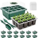 BEWAVE 12 Pack Seed Starter Trays Kit 144-Cell Plant Grow Kit with Humidity Adjustable Dome and Base Mini Greenhouse Germination Tray Set for Garden Home Seedling Growing