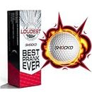 SHOCK'D GOLF BALLS - The World's Loudest Golf Ball - Viral Prank Ball (Sleeve of 3, Novelty) - White Dot Botton