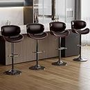 YaFiti Bar Stools Set of 4, Modern Pu Leather Swivel Adjustable Bar Stool Counter Height Stool Set, Bar Chair with Back and Footrest for Kitchen, Dining Room, Brown