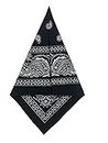Purple Valley Unisex Cotton Printed Bandana/Head Wrap/Wristband/Face Cover/Handkerchief for Men and Women, 20 * 20cm(Black,Pack of 1)