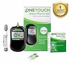 OneTouch Select Plus Simple glucometer machine with 25 Test Strips | Simple & accurate testing of Blood sugar levels at home | Global Iconic Brand | Includes 10 Sterile Lancets + 1 Lancing device