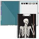 Hongri Clipboard Folio with Refillable Lined Notepad, Clipboards with 5 A4 Folders Storage 10 Pockets, Spiral Clip Board Portfolio, Size 12.8" x 9.7", Office Supplies, School Supplies, Skeleton
