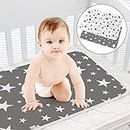 Baby Diaper Changing Pad SACONELL 2 Pack 19.6'' X 27.5'' Portable Waterproof Change Mat Unisex Newborn Diapering Sheet Protector Cotton Absorbent Sheet Bed Pads(Grey & White)