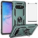 Phone Case for Samsung Galaxy Note 8 with Tempered Glass Screen Protector Magnetic Stand Ring Holder Accessories Heavy Duty Rugged Protective Shockproof Glaxay Note8 Not Galaxies Gaxaly Dark Green
