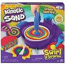 SPINMASTER Kinetic Sand, Coffret Swirl N' Surprise Avec 907 g de Sable modelable Rouge, Bleu, Vert et Jaune et 4 Outils, Jouets sensoriels pour Les Enfants à Partir de 3 ANS