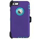 AICase iPhone 6 Plus Case,iPhone 6S Plus Case,[Heavy Duty] [Full Body] Built-in Screen Protector Tough 4 in 1 Rugged Shockproof Cover for Apple iPhone 6 Plus / 6S Plus (Purple/Blue with Belt Clip)